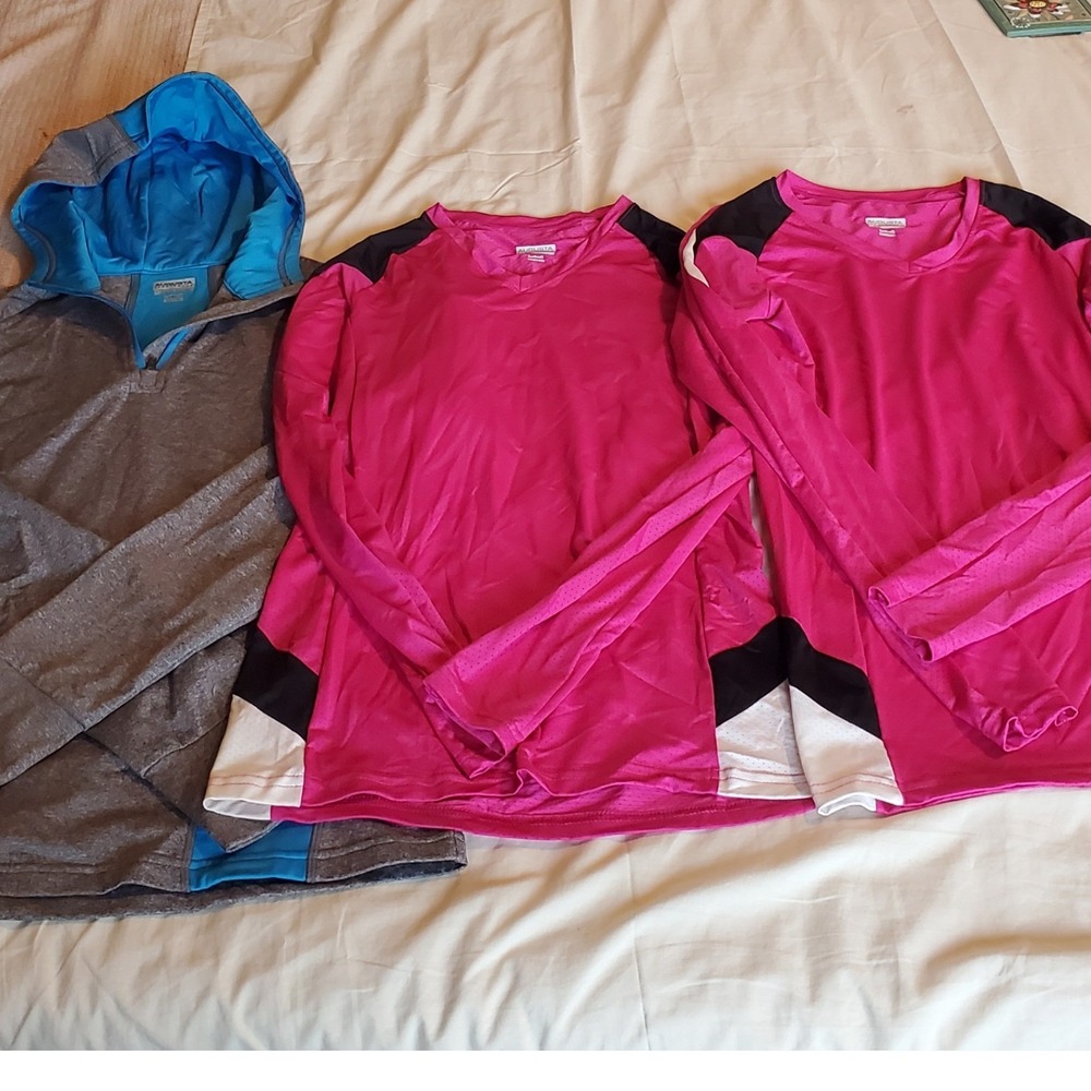 Augusta Sportswear Bundle 3 Athletic Tops Pink Mesh Jerseys Grey Blue Hoodie S M